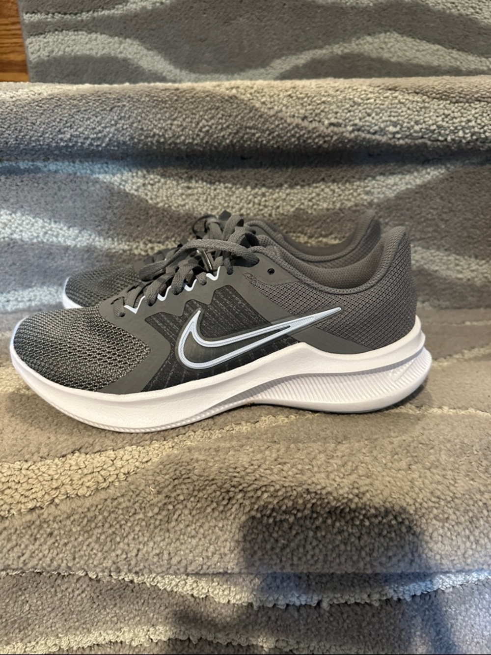 Nike Gray Mesh Running Sneakers with White Sole
